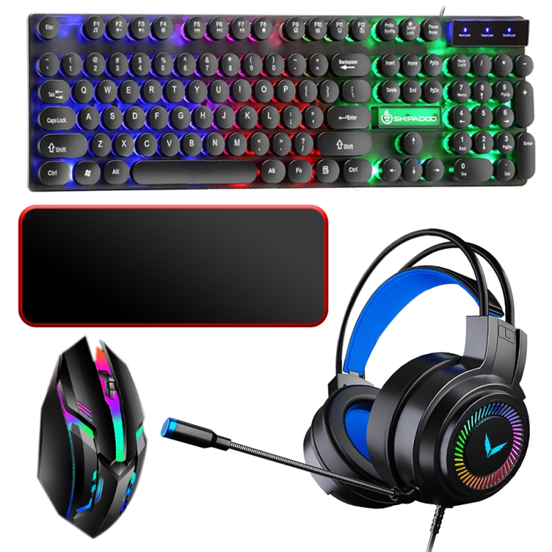 Set complet gaming Shipadoo, 4-IN-1, tastatura, mouse, casti, mousepad, L119