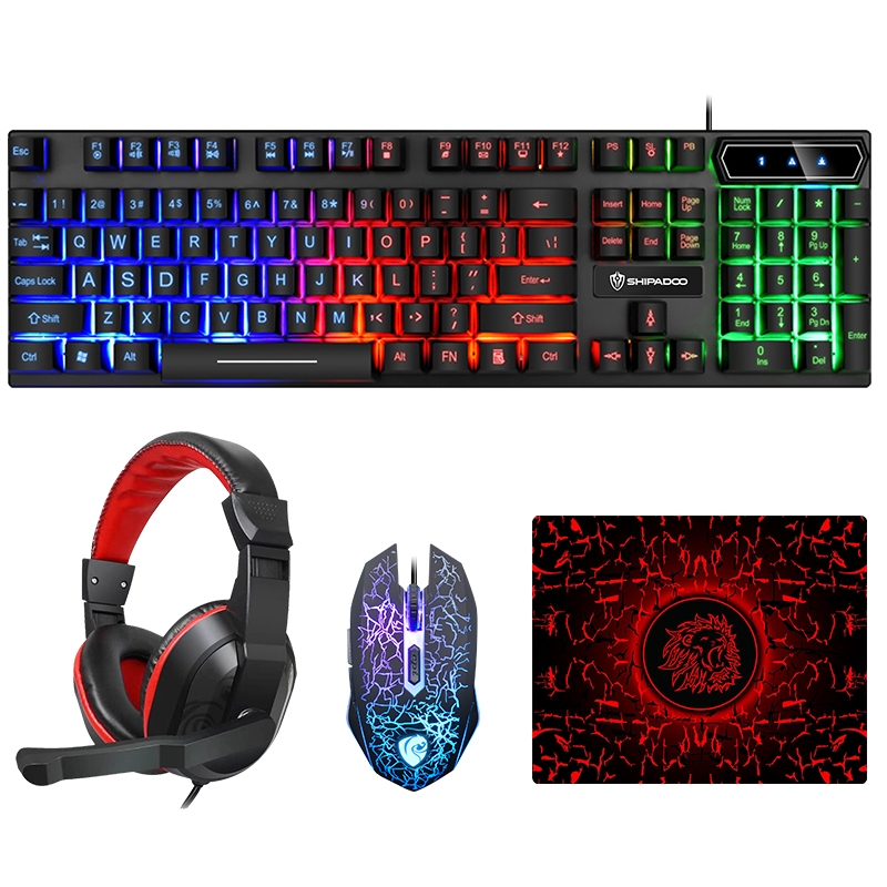 Set complet gaming Shipadoo, 4-IN-1, tastatura, mouse, casti, mousepad, L123