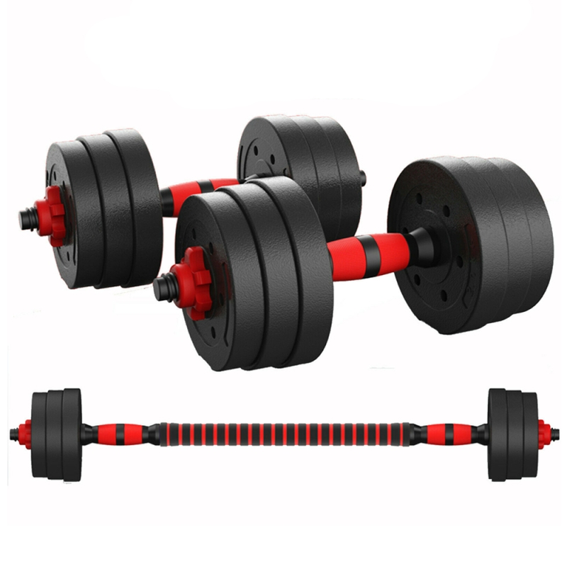 Set gantere si haltere karemi de 20 kg, rosu si negru