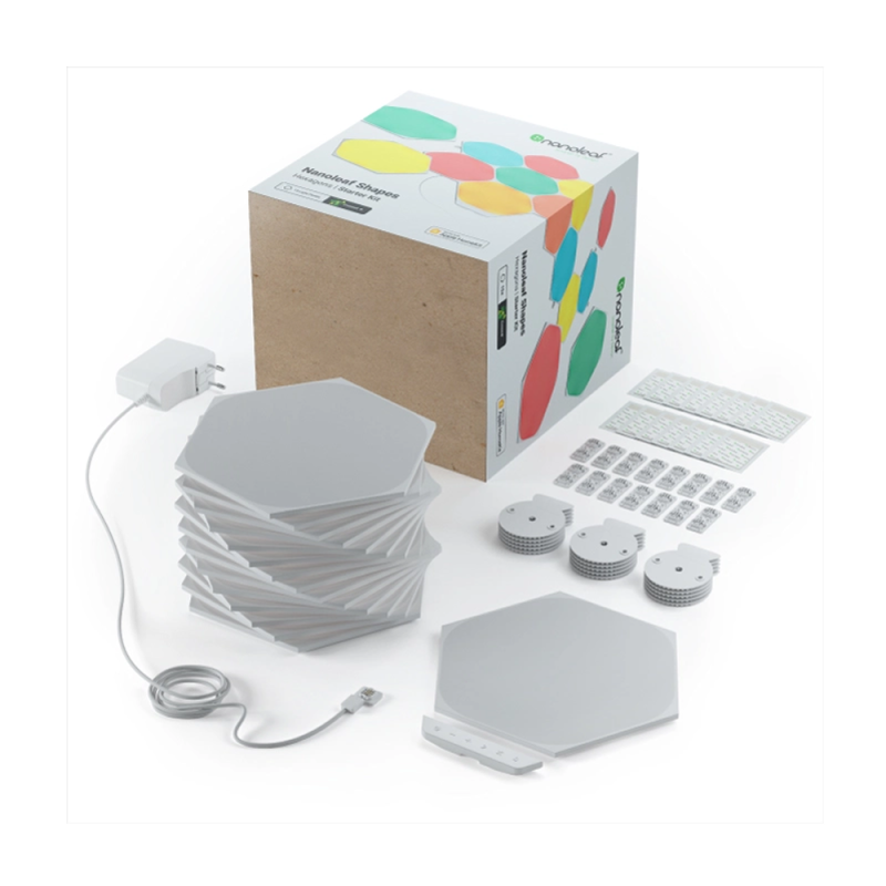 Set panouri luminoase modulare inteligente nanoleaf shapes hexagons starter kit, led rgbw, wi-fi, 15 bucati