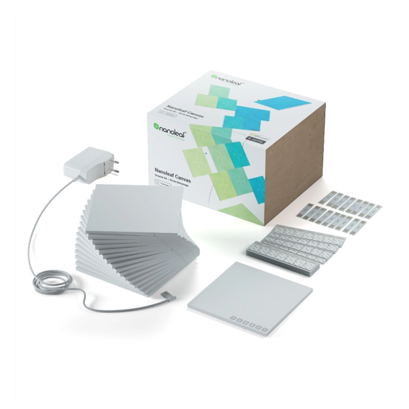 Set panouri luminoase Nanoleaf, modulare, inteligente, Canvas Starter Kit, Wi-Fi, smart home, 17 bucati