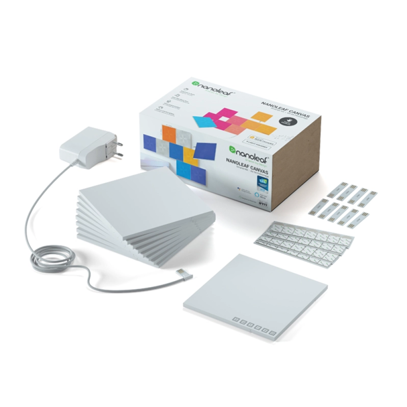 Set panouri luminoase nanoleaf, modulare, inteligente, canvas starter kit, wi-fi, smart home, 9 bucati