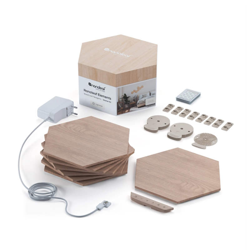Set panouri luminoase nanoleaf, modulare, inteligente, hexagons starter kit, wi-fi, smart home, 7 bucati