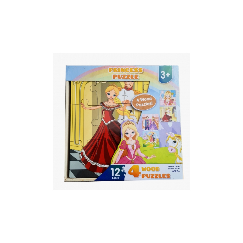 Set puzzle-uri printese karemi, din lemn, 4 x 12 piese