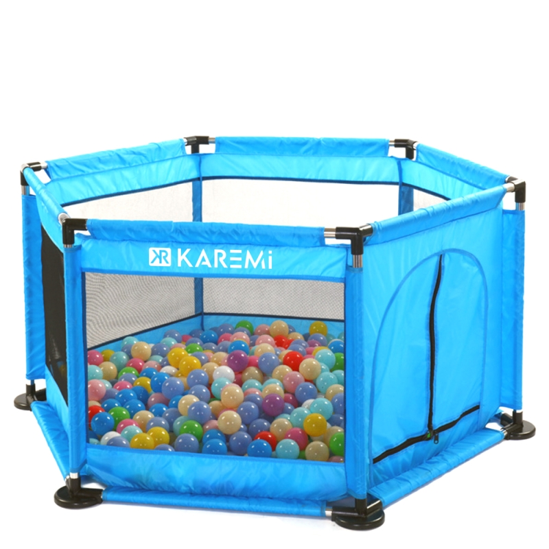 Tarc de joaca de copii multifunctional Karemi, plasa rezistenta, albastru