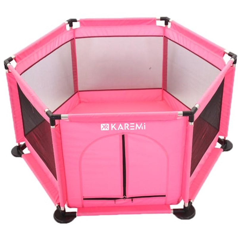 Tarc de joaca de copii multifunctional karemi, plasa rezistenta, roz