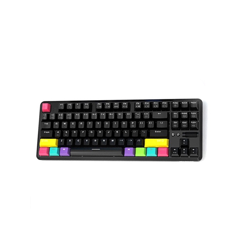 Tastatura ajazz k870t, 87 de taste, cu fir si bluetooth, reincarcabila, tastatura mecanica, rgb backlit, neagra