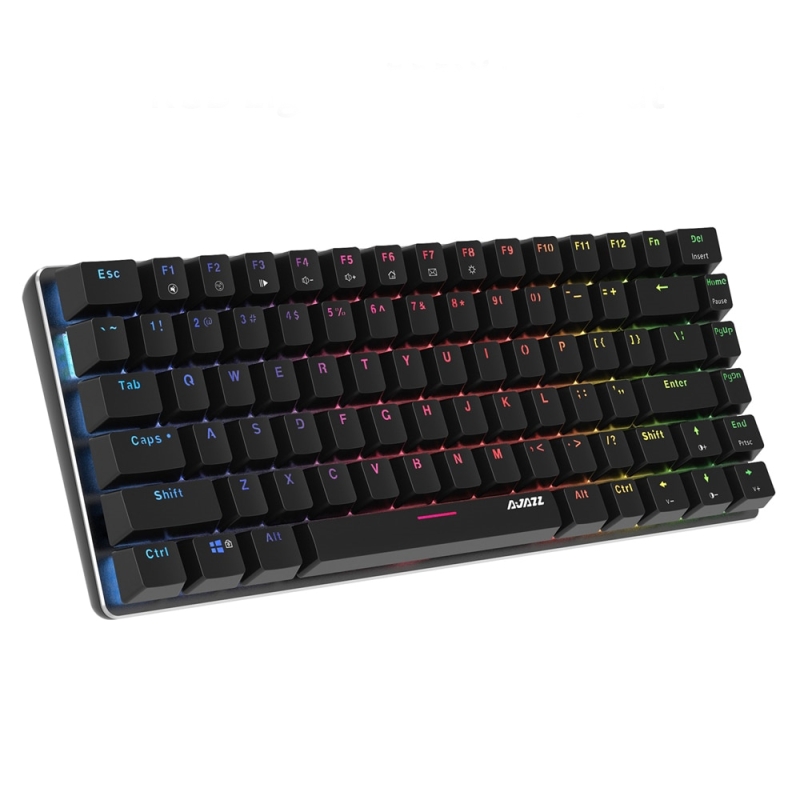 Tastatura gaming ajazz cu fir, 82 taste, iluminare din spate, rgb, cablu usb, neagra