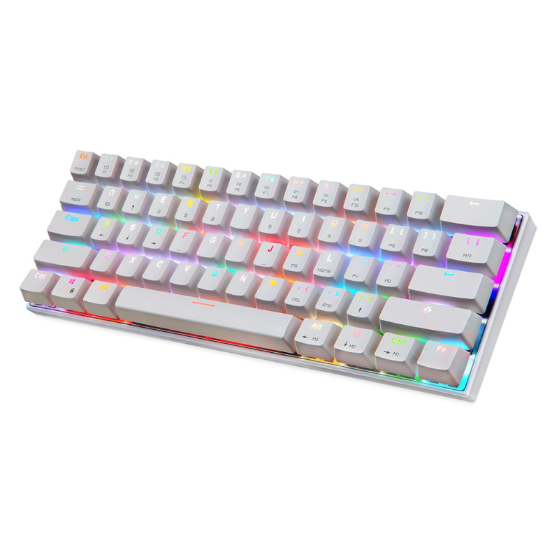Tastatura gaming motospeed cu fir, bluetooth, rgb, cablu usb, bt 3.0, alba