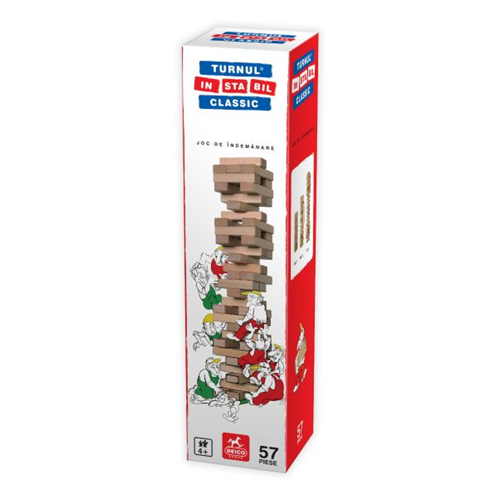 Joc turnul instabil, d-toys, din lemn, 57 piese
