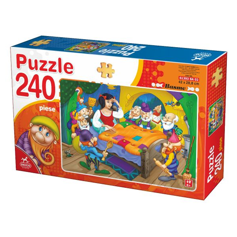 Puzzle basme, 240 de piese, alba ca zapada