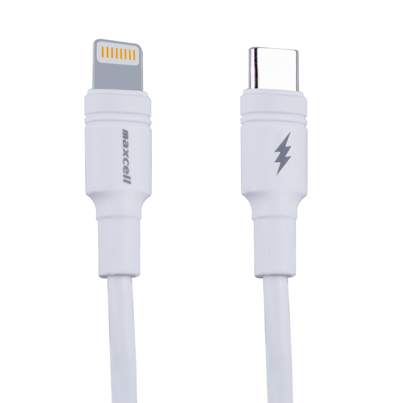 Cablu de date rapid usb-c lightning maxcell 5a alb
