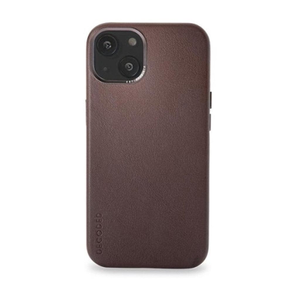Husa de protectie decoded iphone 13, compatibila magsafe, piele ecologica, maro
