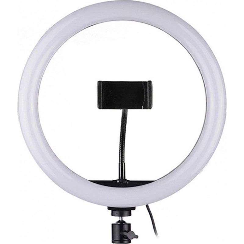 Lampa circulara karemi ring light, diametru 33 cm/13 inch, suport telefon, 10 trepte reglaj, 7 culori, 3 tipuri de lumina