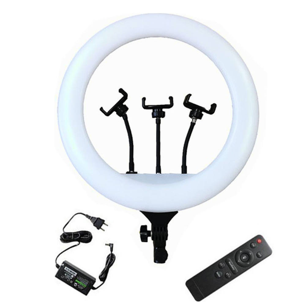 Lampa circulara Karemi Ring Light, diametru 18 inch, suport telefon, 3200-5600K