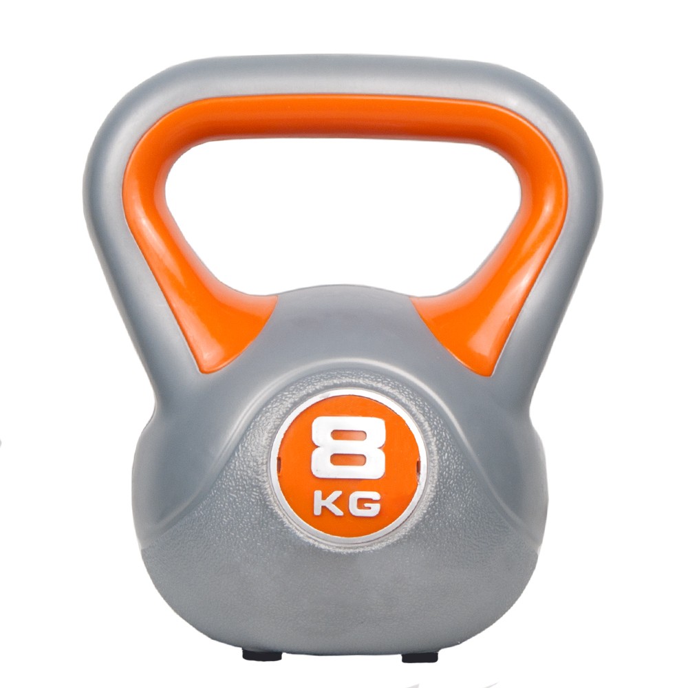 Gantera karemi de 8 kg, kettlebell, gri/portocaliu