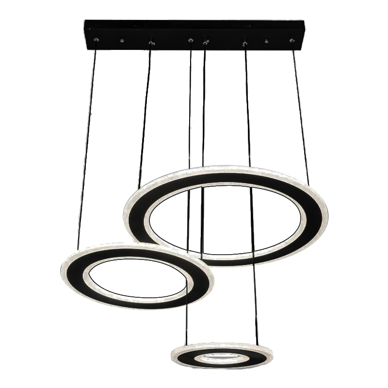 Lustra LED cu telecomanda, reglabila, lumina calda/neutra/rece si intensitate, 72W, neagra