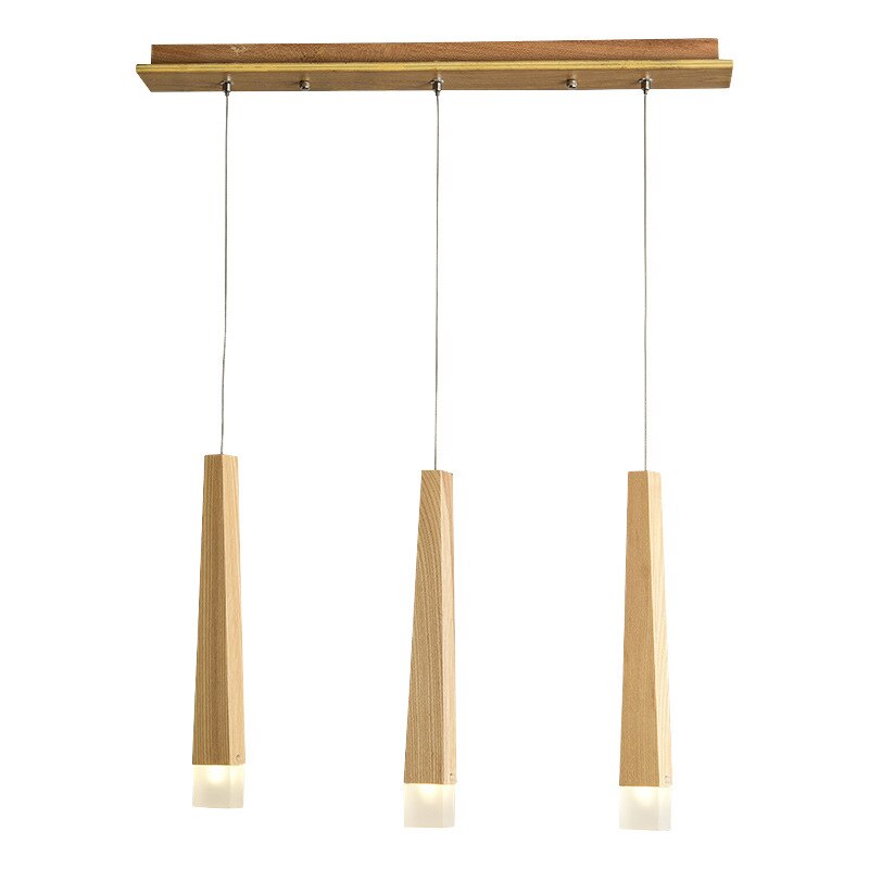 Lustra din lemn, LED, 15W, din lemn natural cu 3 abajururi
