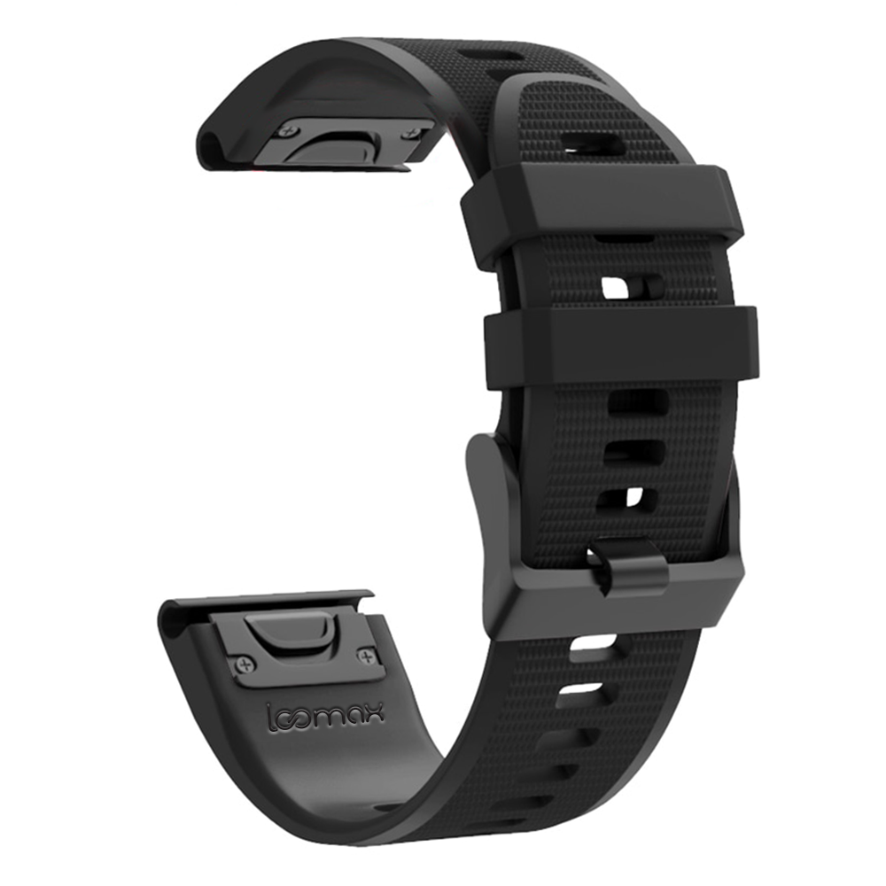 Bratara smartwatch Loomax, compatibila ceas Garmin, 22 mm, din silicon, negru