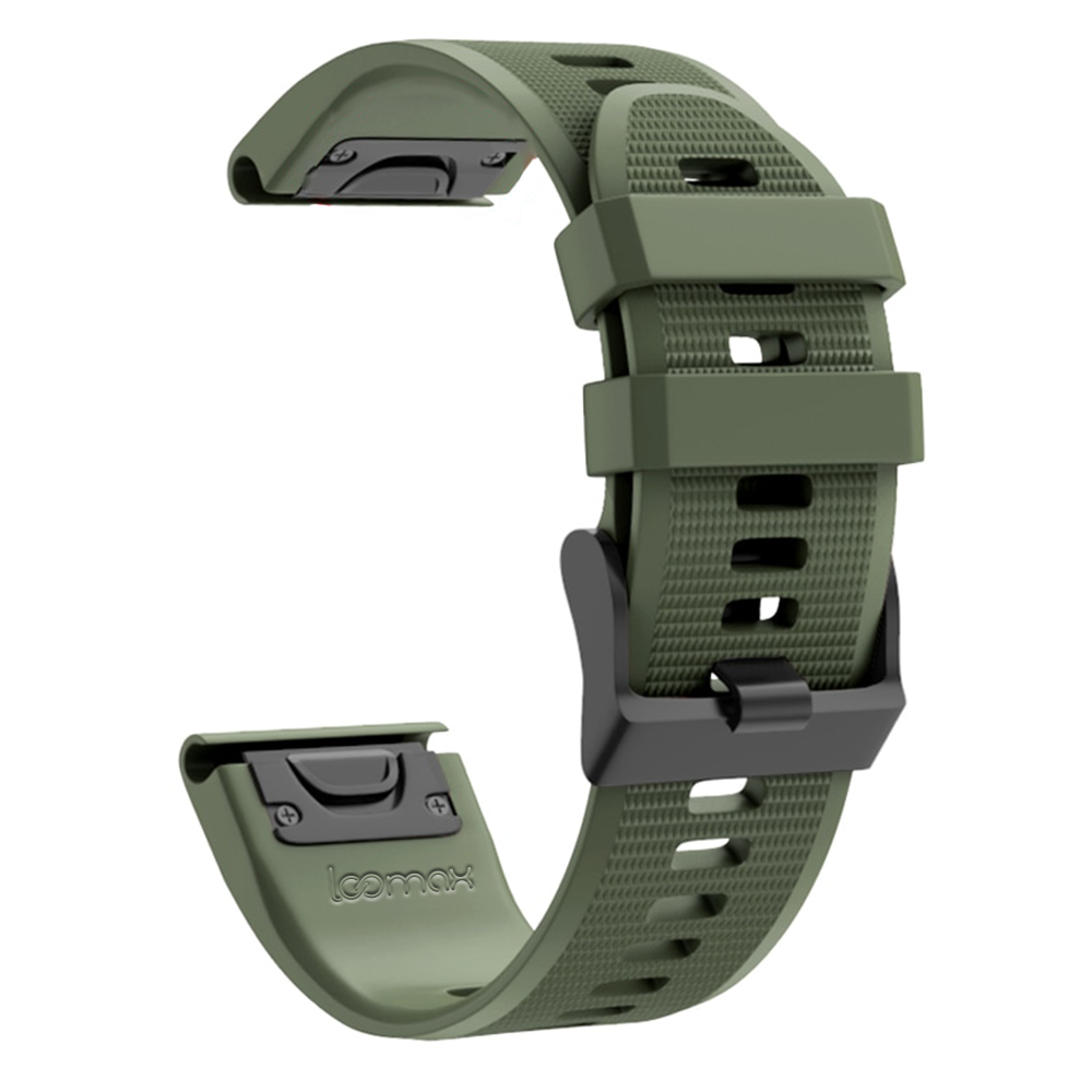 Bratara smartwatch Loomax, compatibila ceas Garmin, 22 mm, din silicon, verde