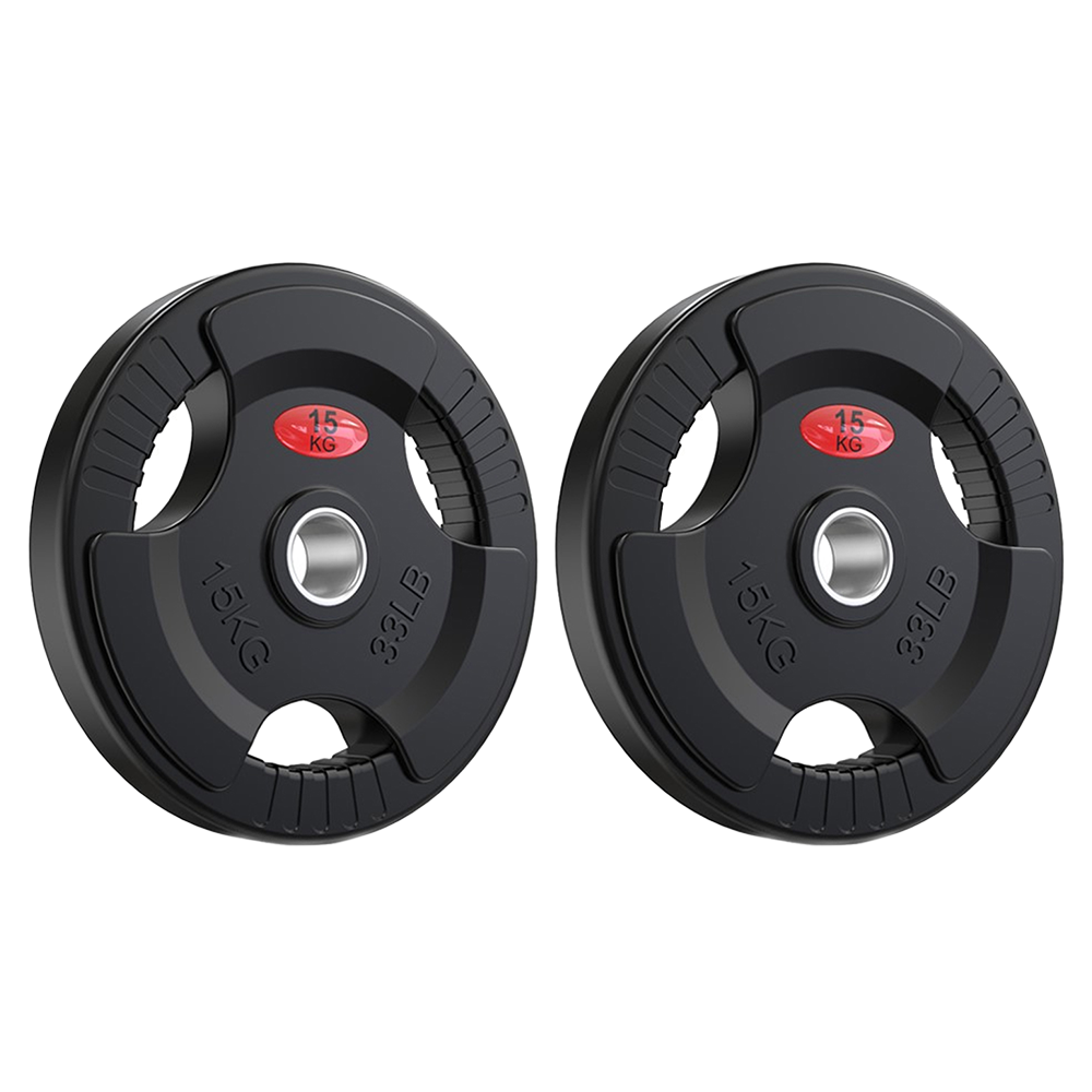 Set 2 discuri KAREMI de 15 kg pentru bara cu diametru 50 mm, din cauciuc, negru